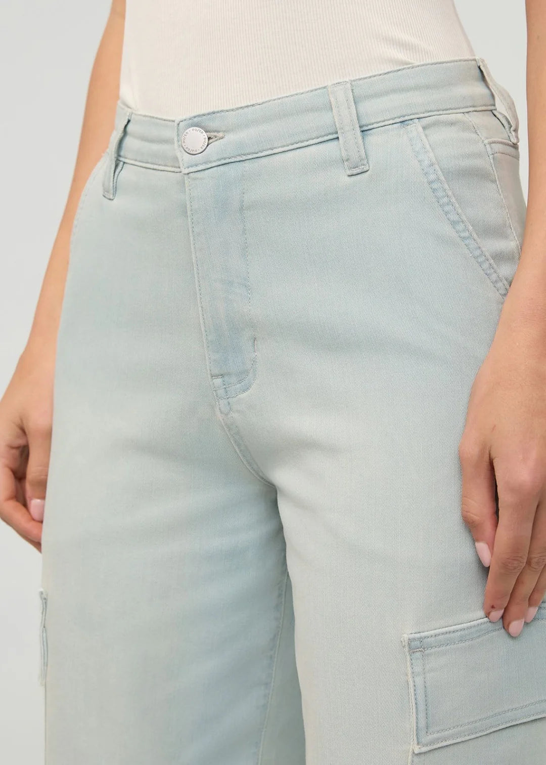 High Waist Denim Lite Cargos- Palisade Blue