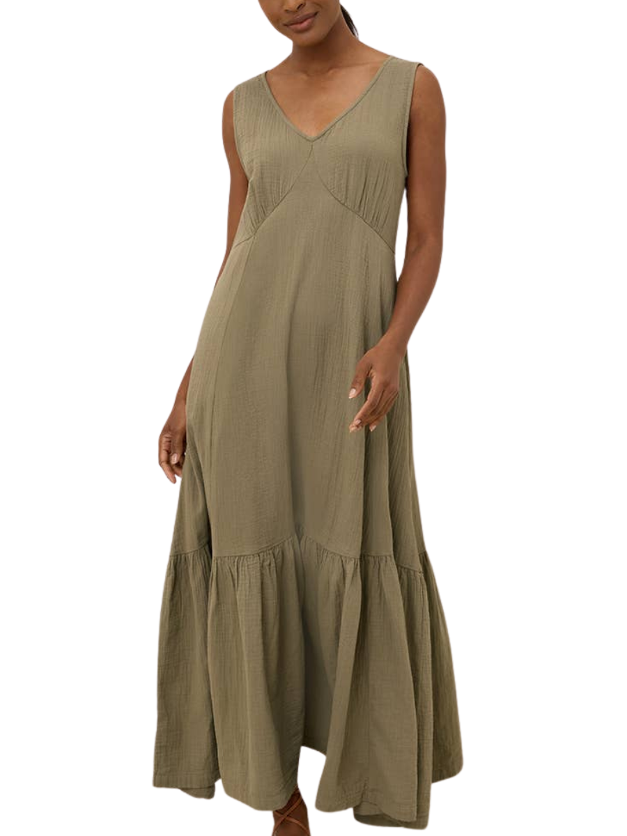 Double Cotton Gauze Brunch Dress - Khaki