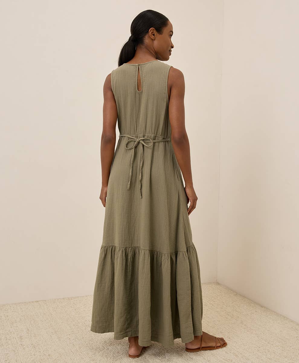 Double Cotton Gauze Brunch Dress - Khaki