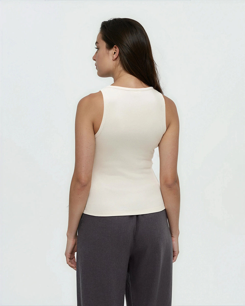 Dover Scoop Neck Tank - Vintage White