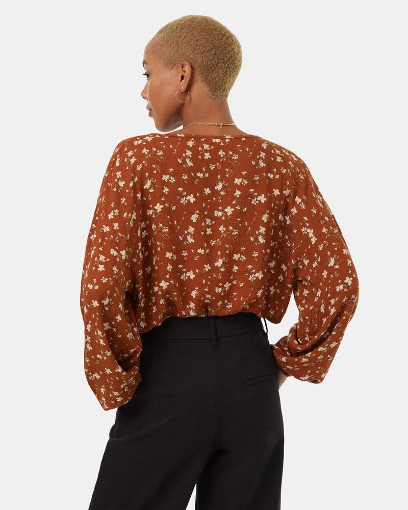 EcoWoven Crepe Blouse in Toffee Mix