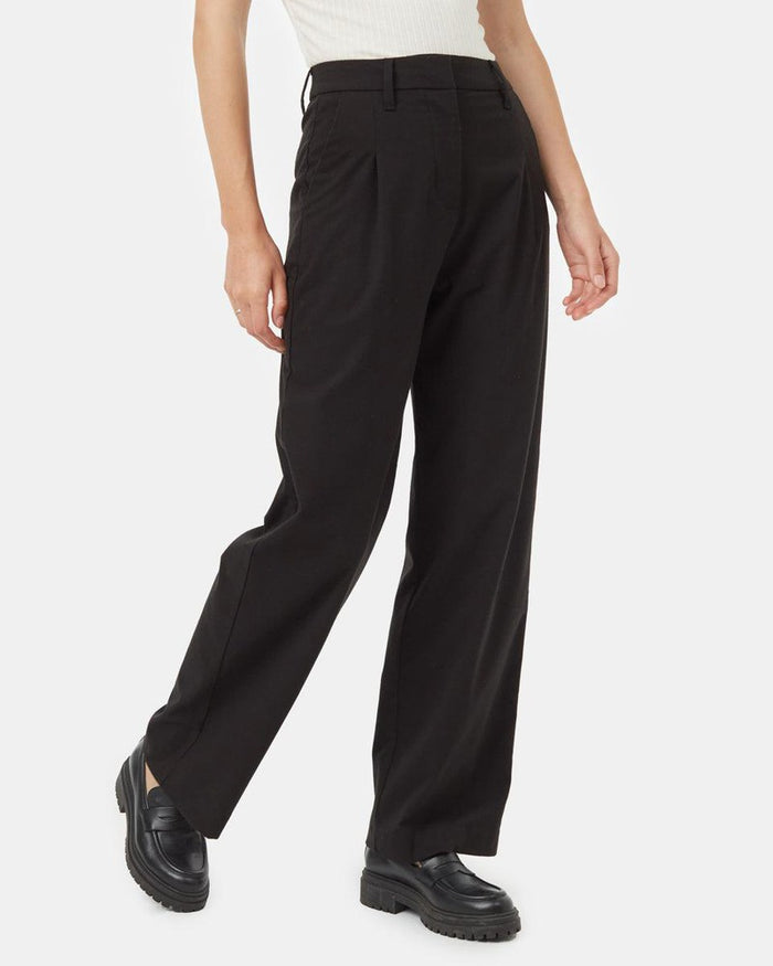 Eco Twill Pleat Front Pant in Black