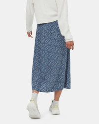 EcoWoven Crepe Skirt in Blue Floral