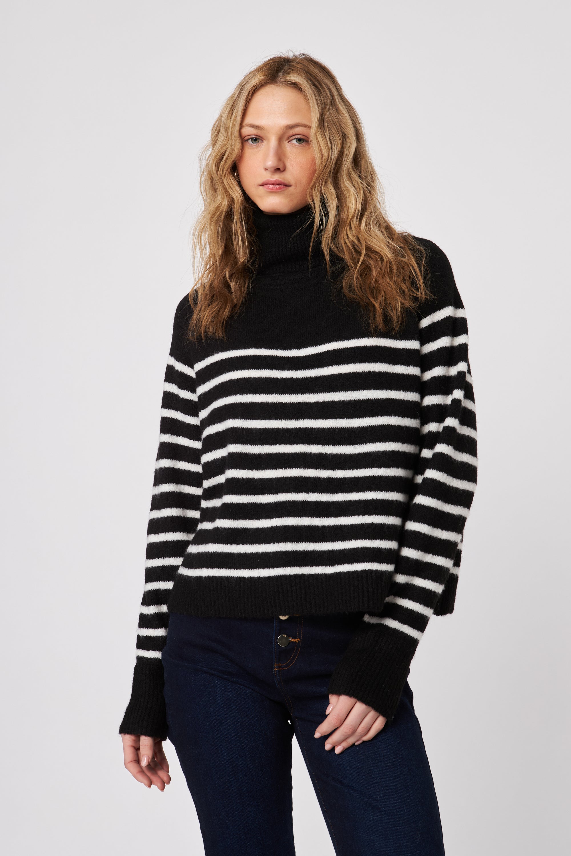 Eli Sweater- Mime Blk/Stripe