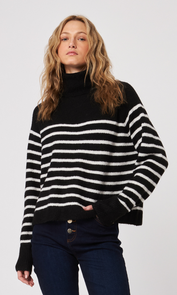 Eli Sweater- Mime Blk/Stripe