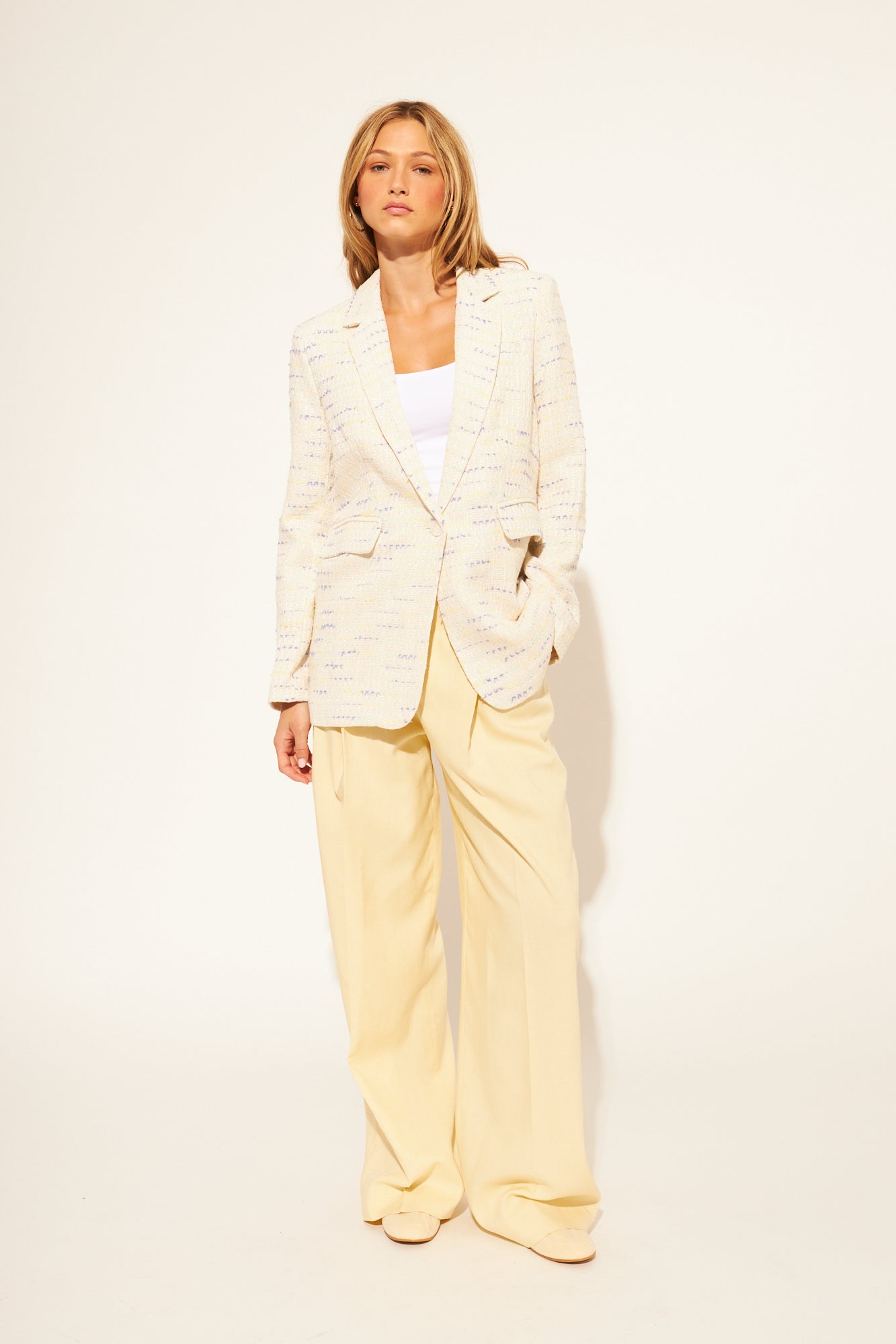 Elio Button Blazer - Coastal Tweed