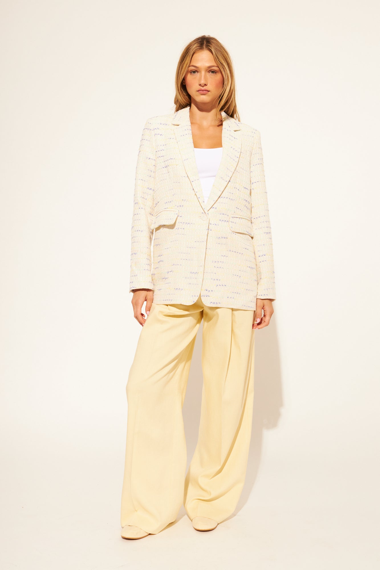 Elio Button Blazer - Coastal Tweed