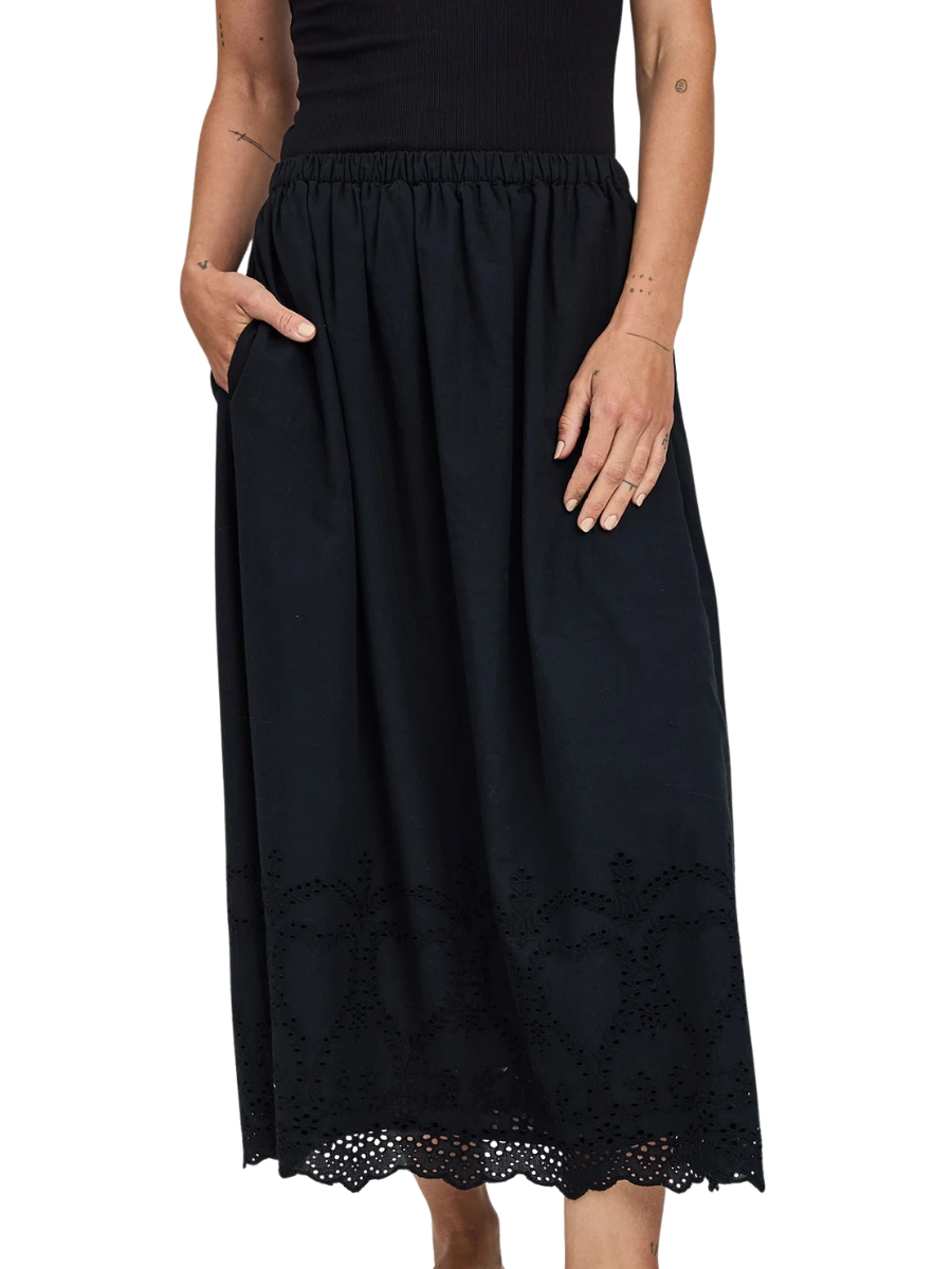 Elodie Eyelet Skirt - Black