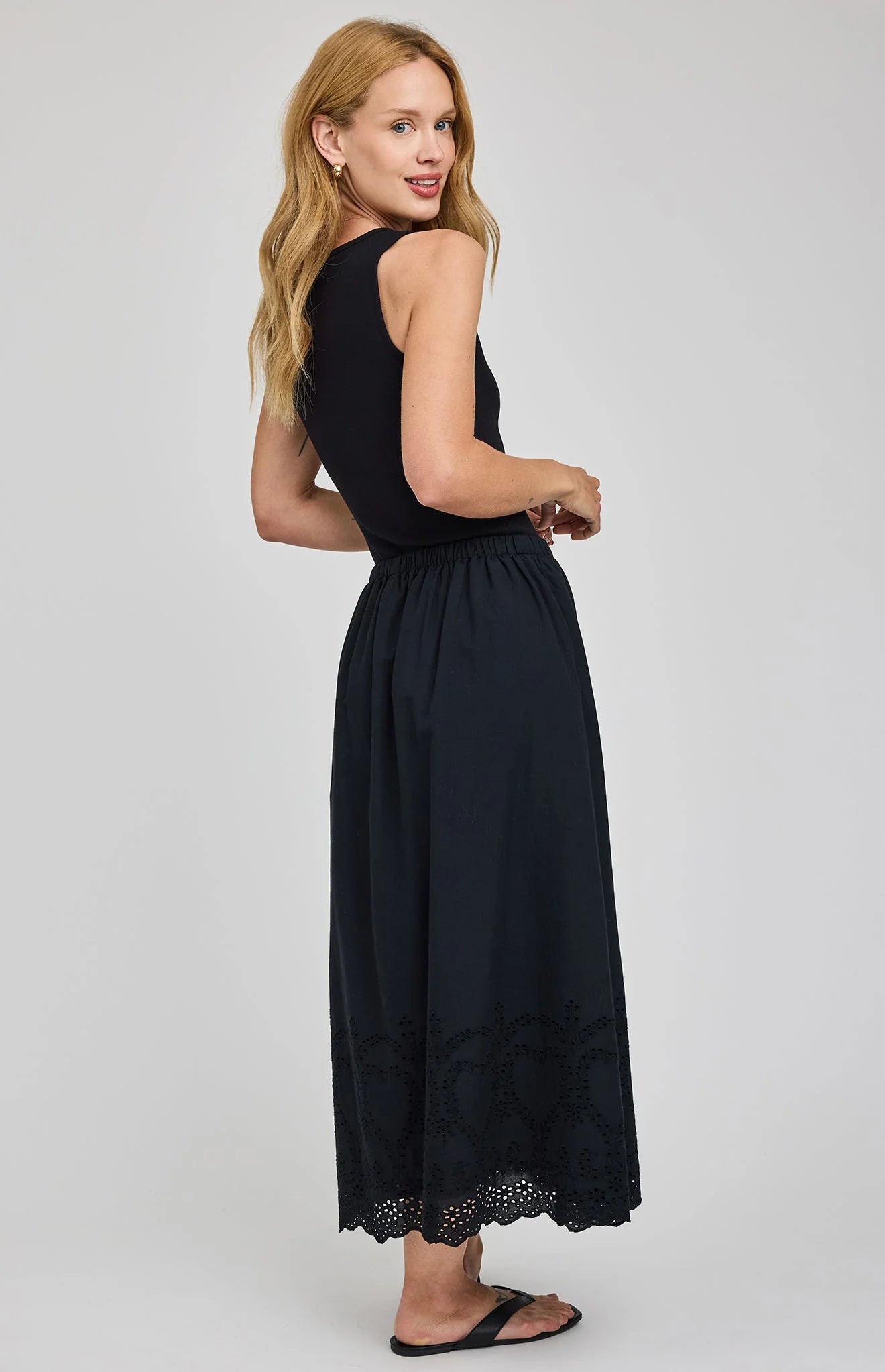 Elodie Eyelet Skirt - Black