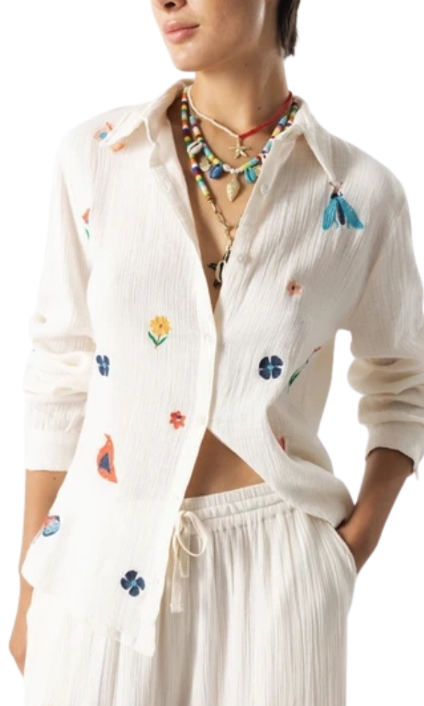 Embroidered Cotton Shirt - White