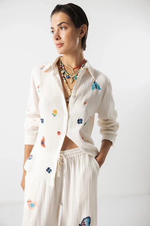 Embroidered Cotton Shirt - White