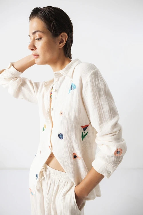 Embroidered Cotton Shirt - White