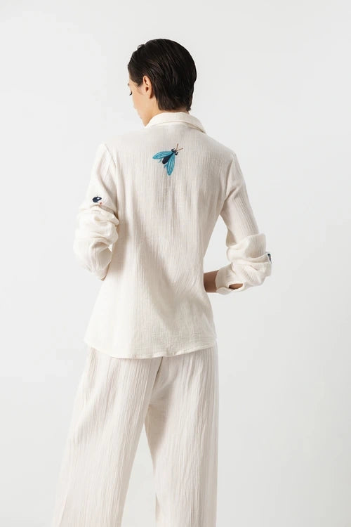 Embroidered Cotton Shirt - White