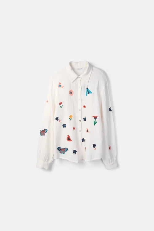 Embroidered Cotton Shirt - White