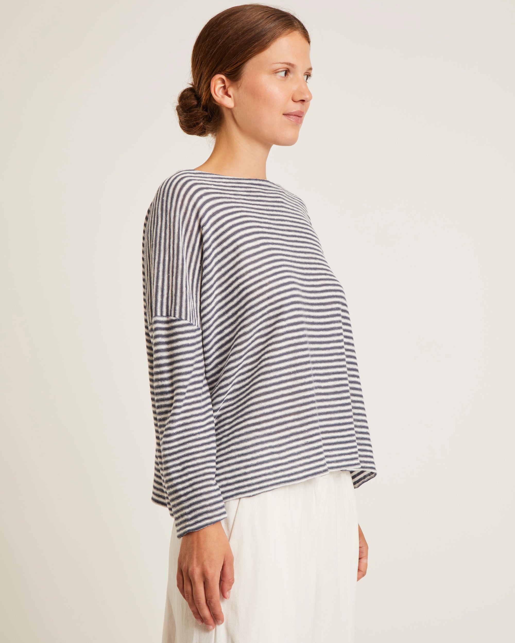 Enora Linen Top - Navy/White Stripe
