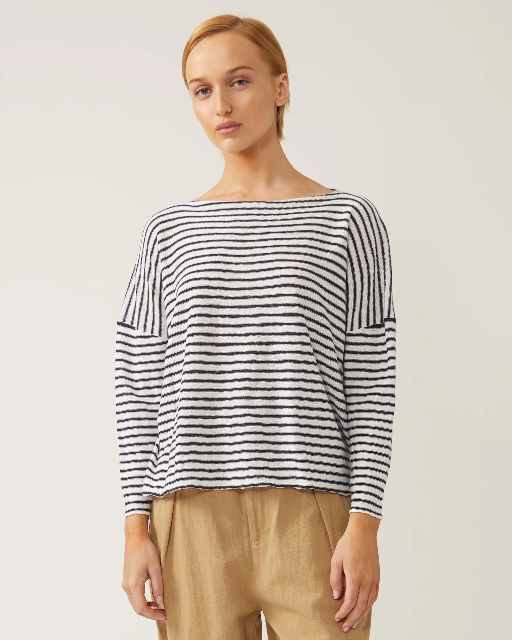 Enora Linen Top - Navy/White Stripe