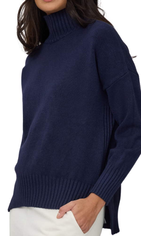 Patty Essential Viscose Mock Knit - Midnight Navy