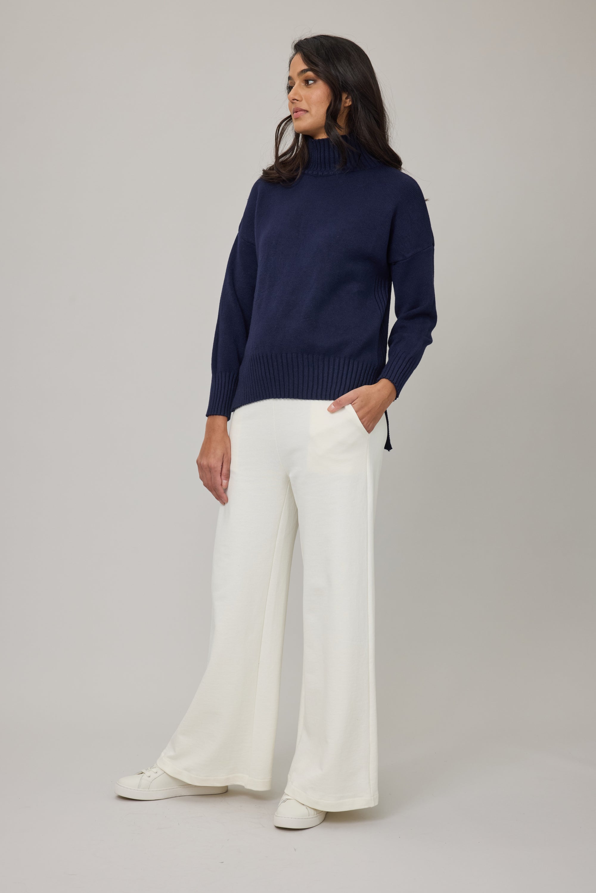 Patty Essential Viscose Mock Knit - Midnight Navy