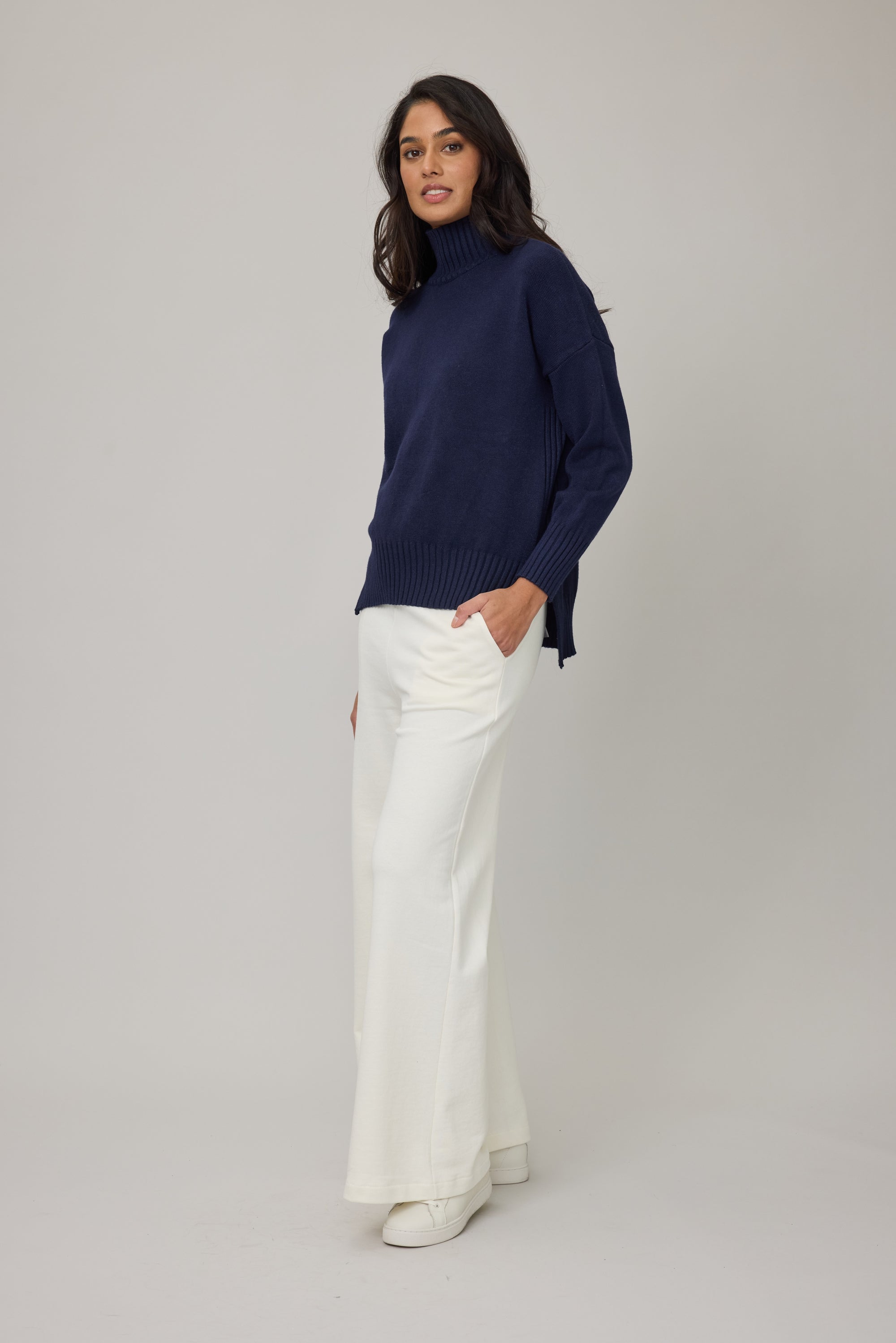 Patty Essential Viscose Mock Knit - Midnight Navy