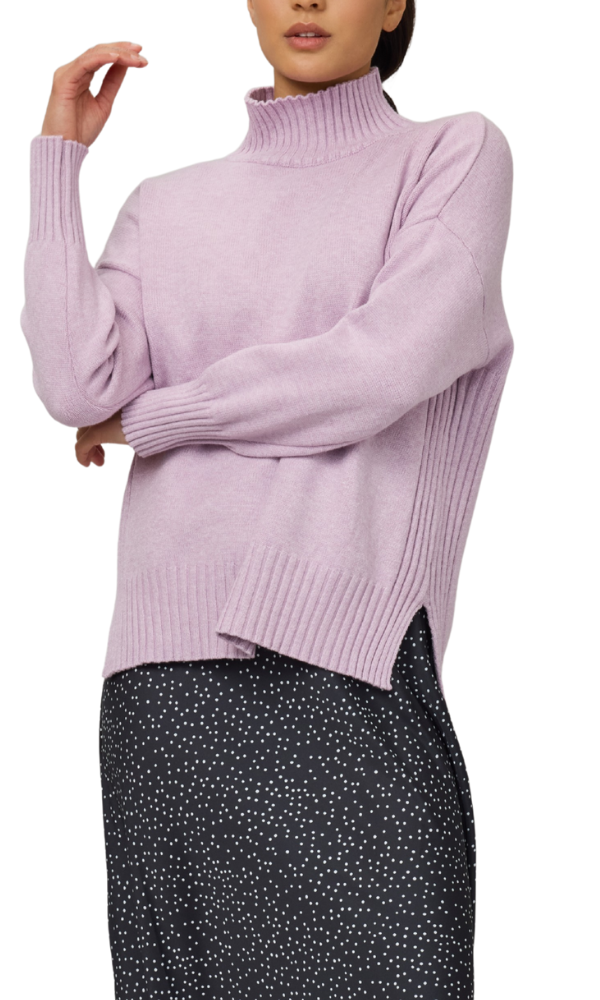 Patty Essential Viscose Mock Knit - Winter Lilac