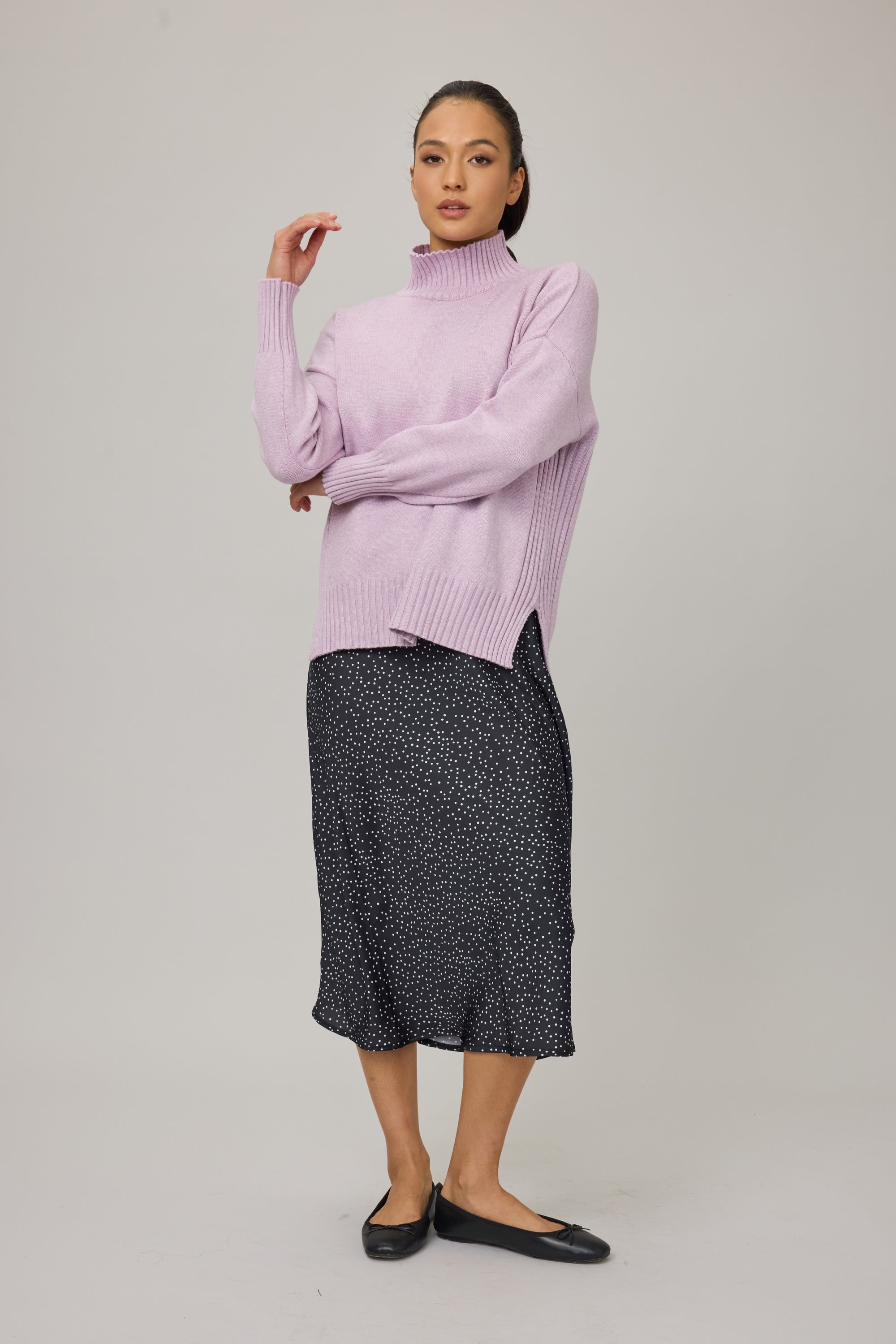Patty Essential Viscose Mock Knit - Winter Lilac