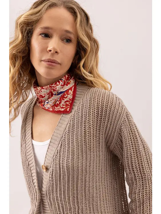 Essential Open Knit Cardigan - Taupe