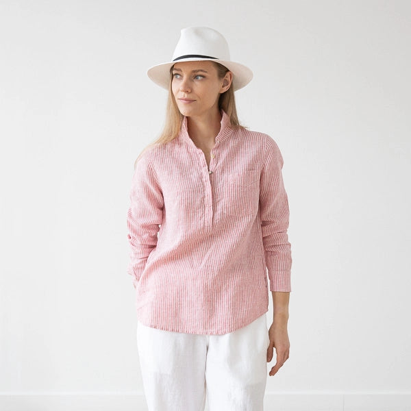Fabia Stripe linen Blouse - Rosa