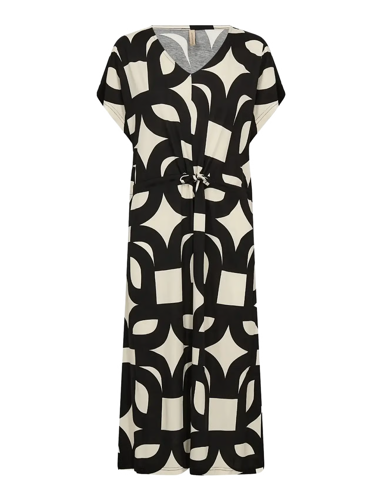 Felicity Viscose Blend Geometric Dress -  Black/Cream
