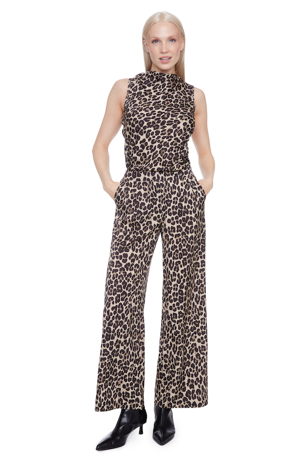 Fiona Satin WL Pant - Leopard Print