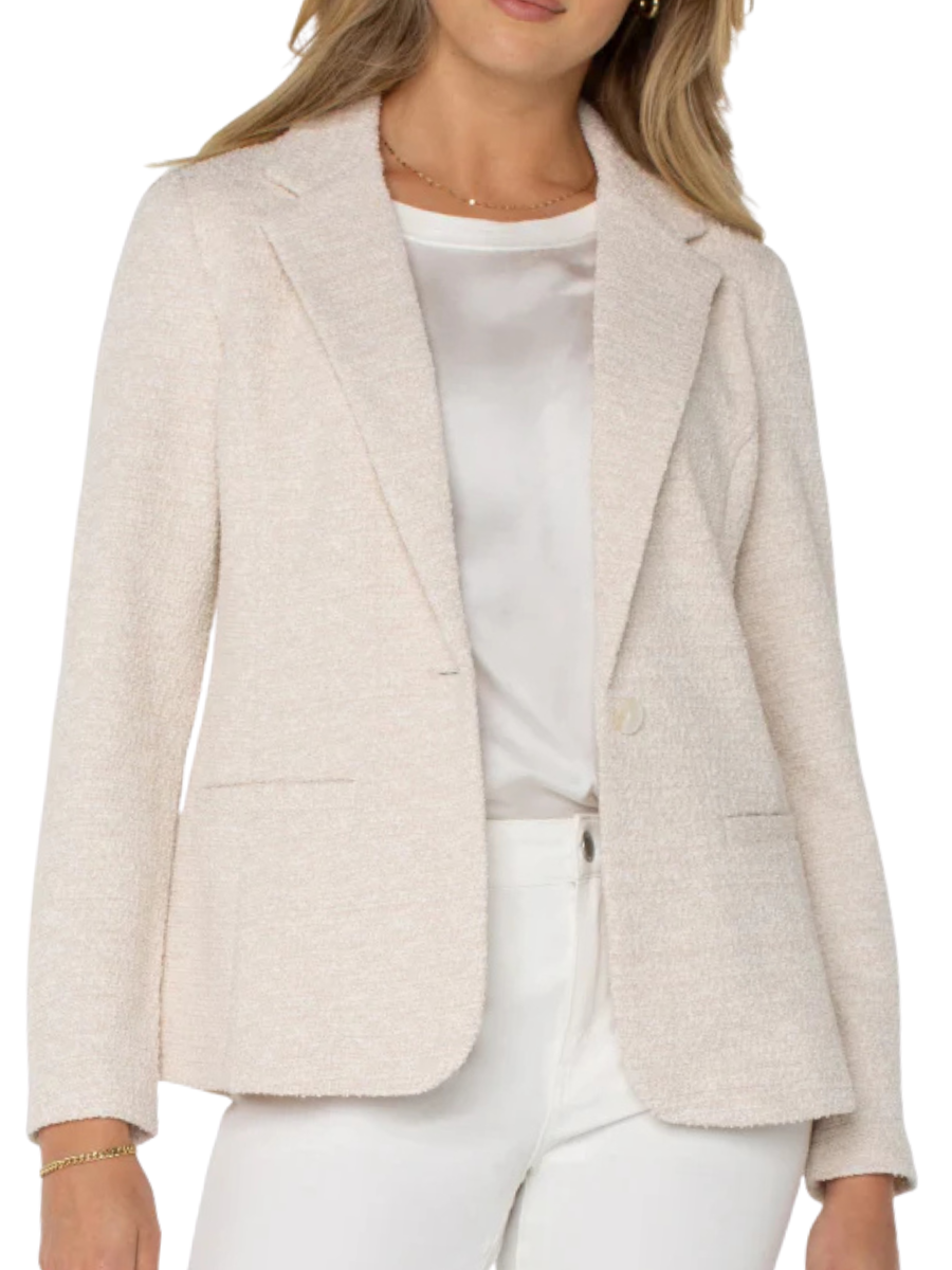 Fitted Boucle Blazer- Bone