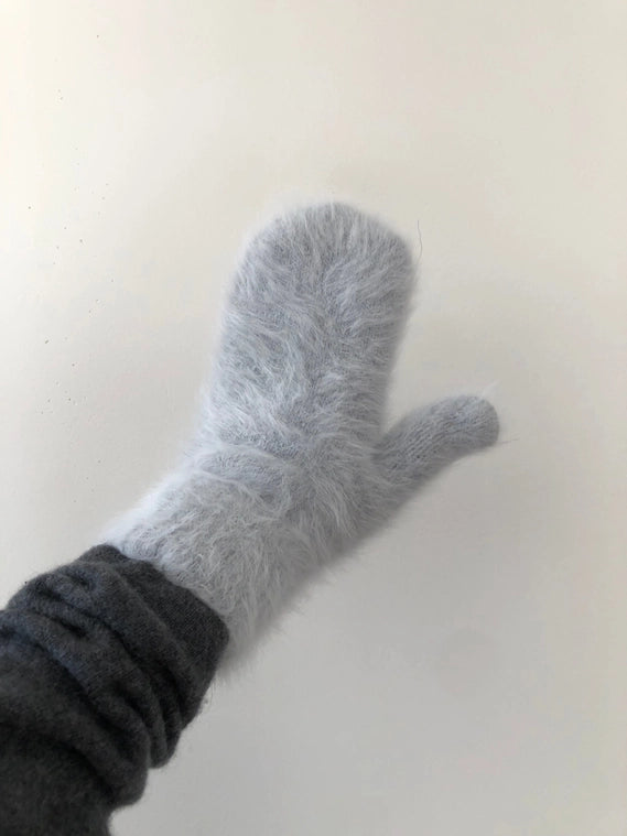 Fluffy Angora Mitten- Dusty Grey