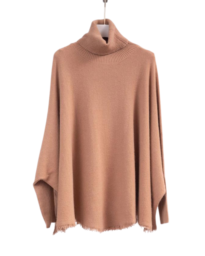 Fringe Poncho in Camel