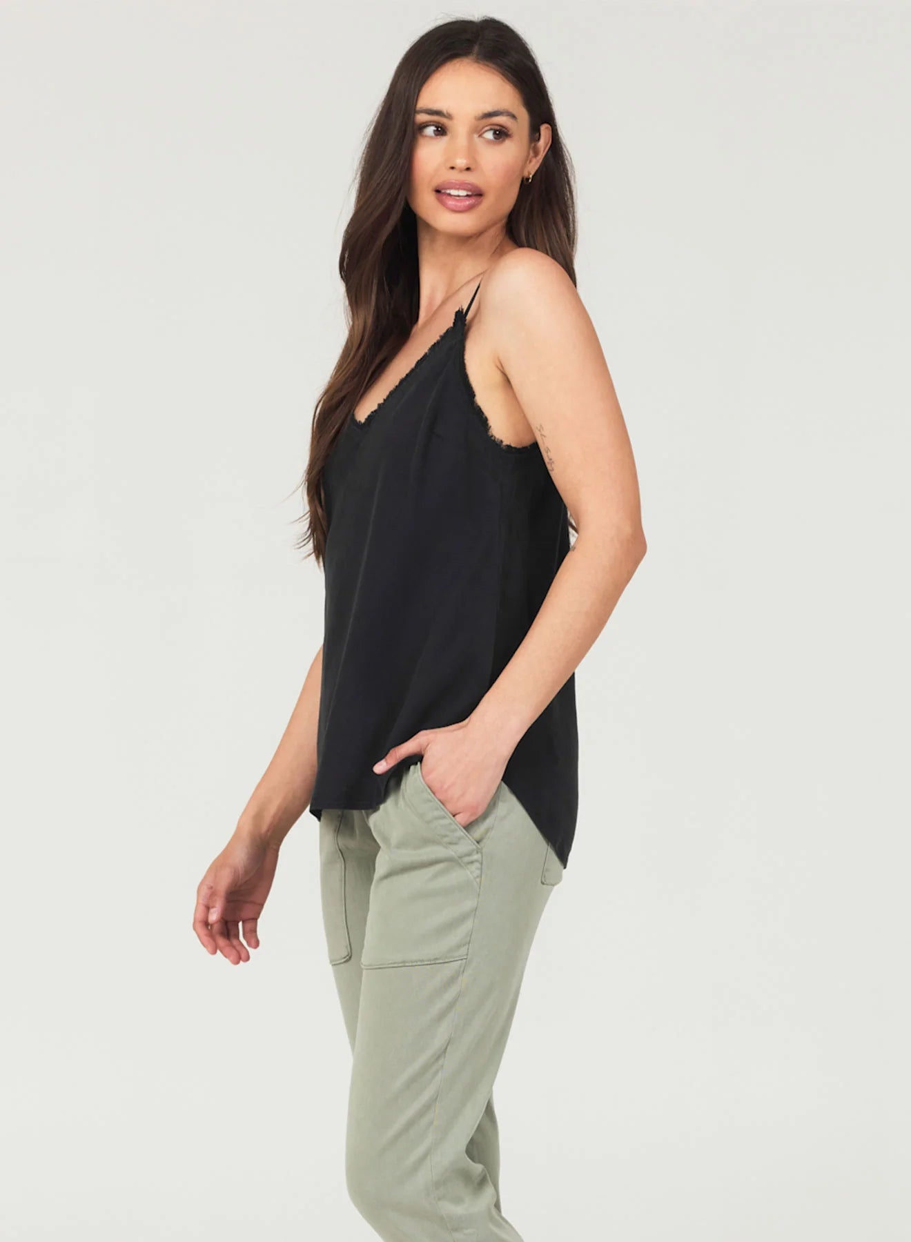 Frayed Cami - Black