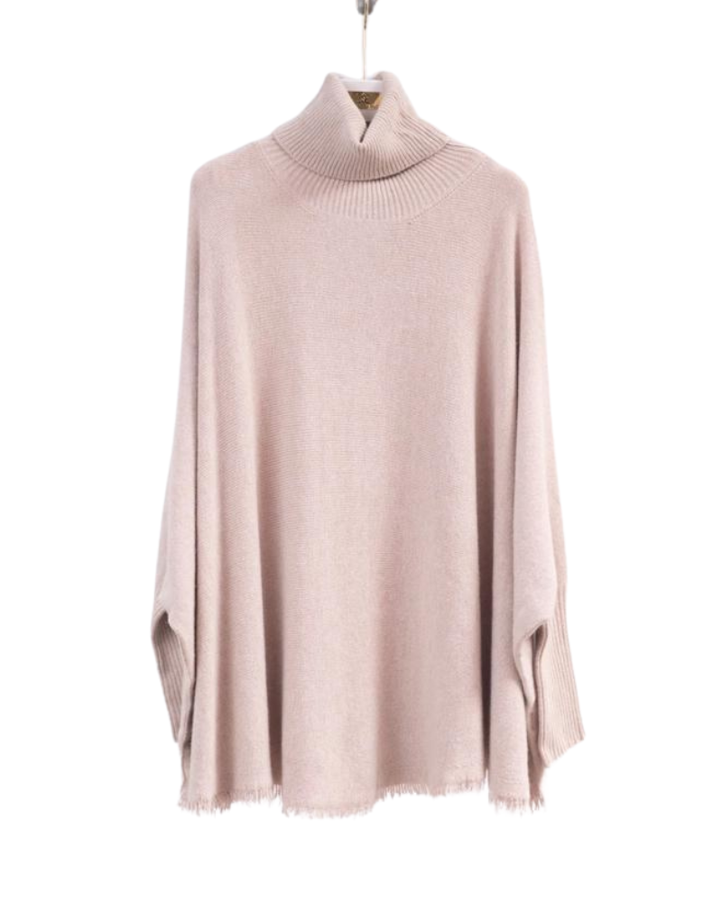 Fringe Poncho in Taupe