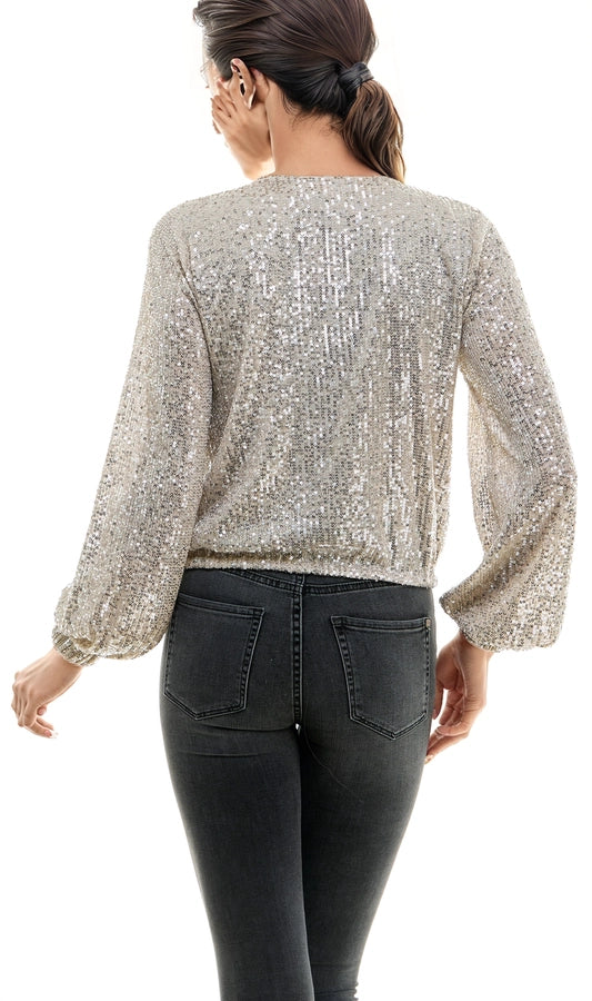 Gabriella Sequin Top in Champagne