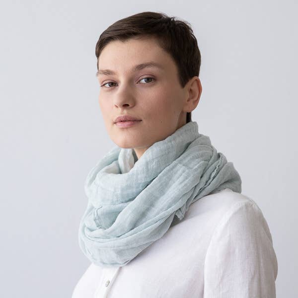 Garza Linen Scarf - Ice Blue