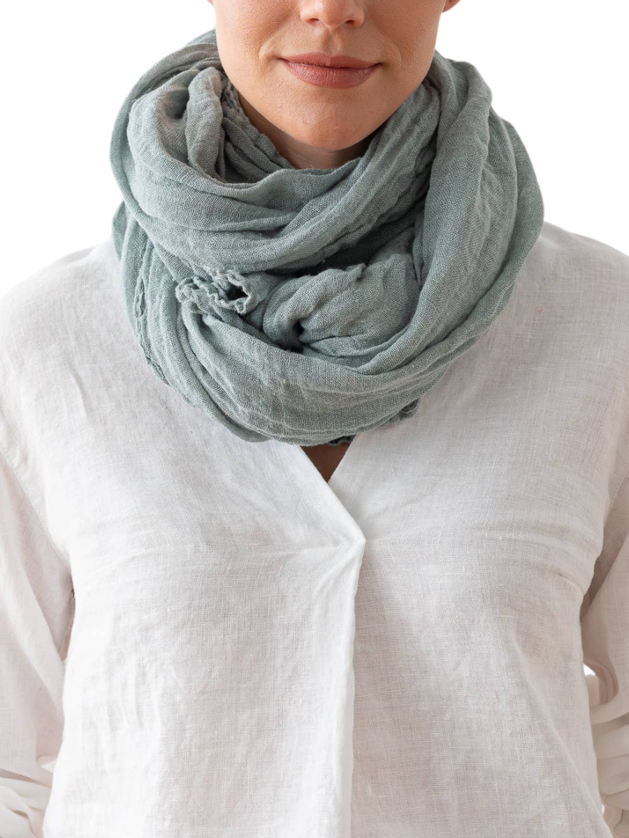 Garza Linen Scarf - Stormy Blue