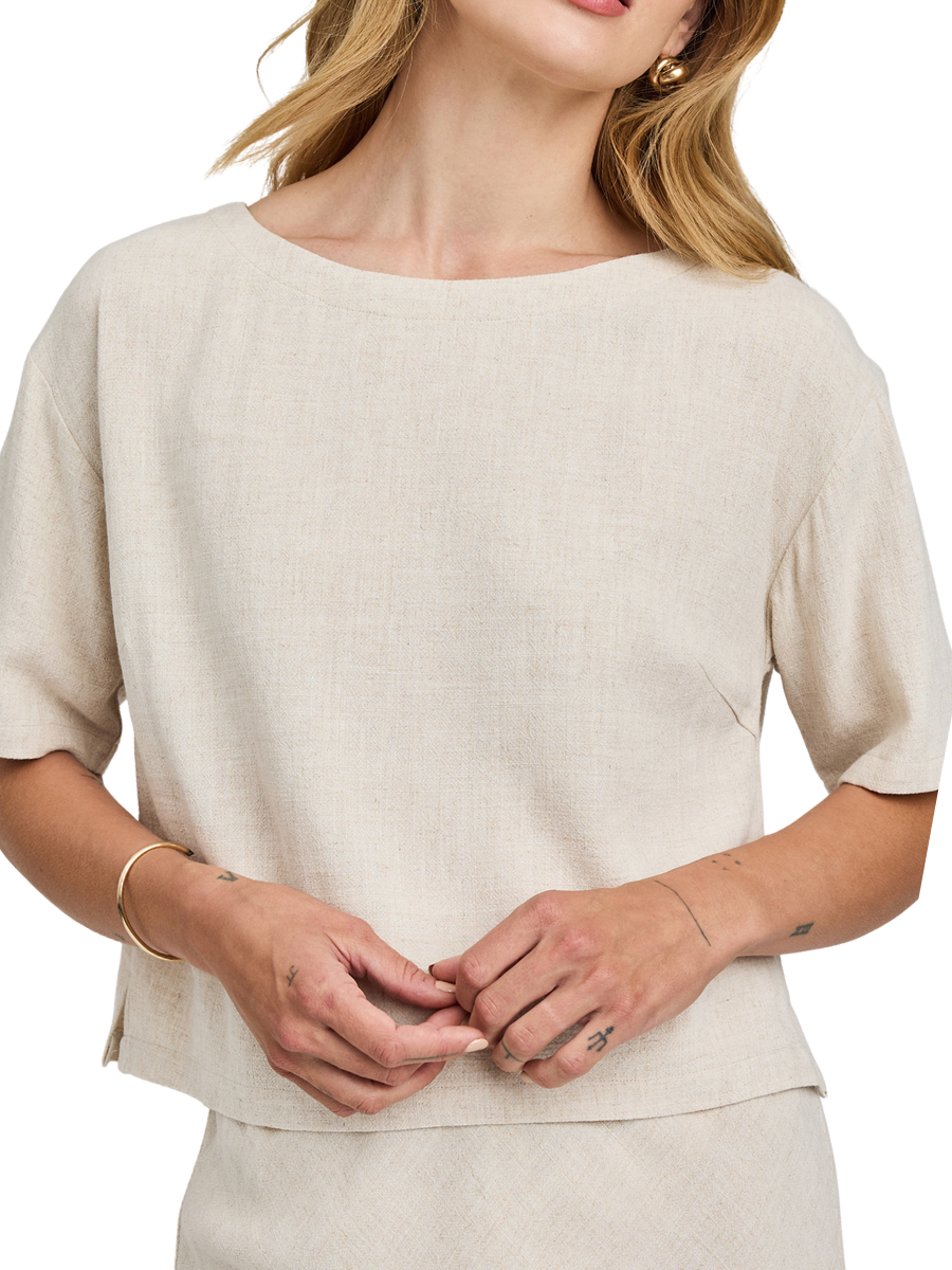 Gemini Linen Blend Top- Soft Linen
