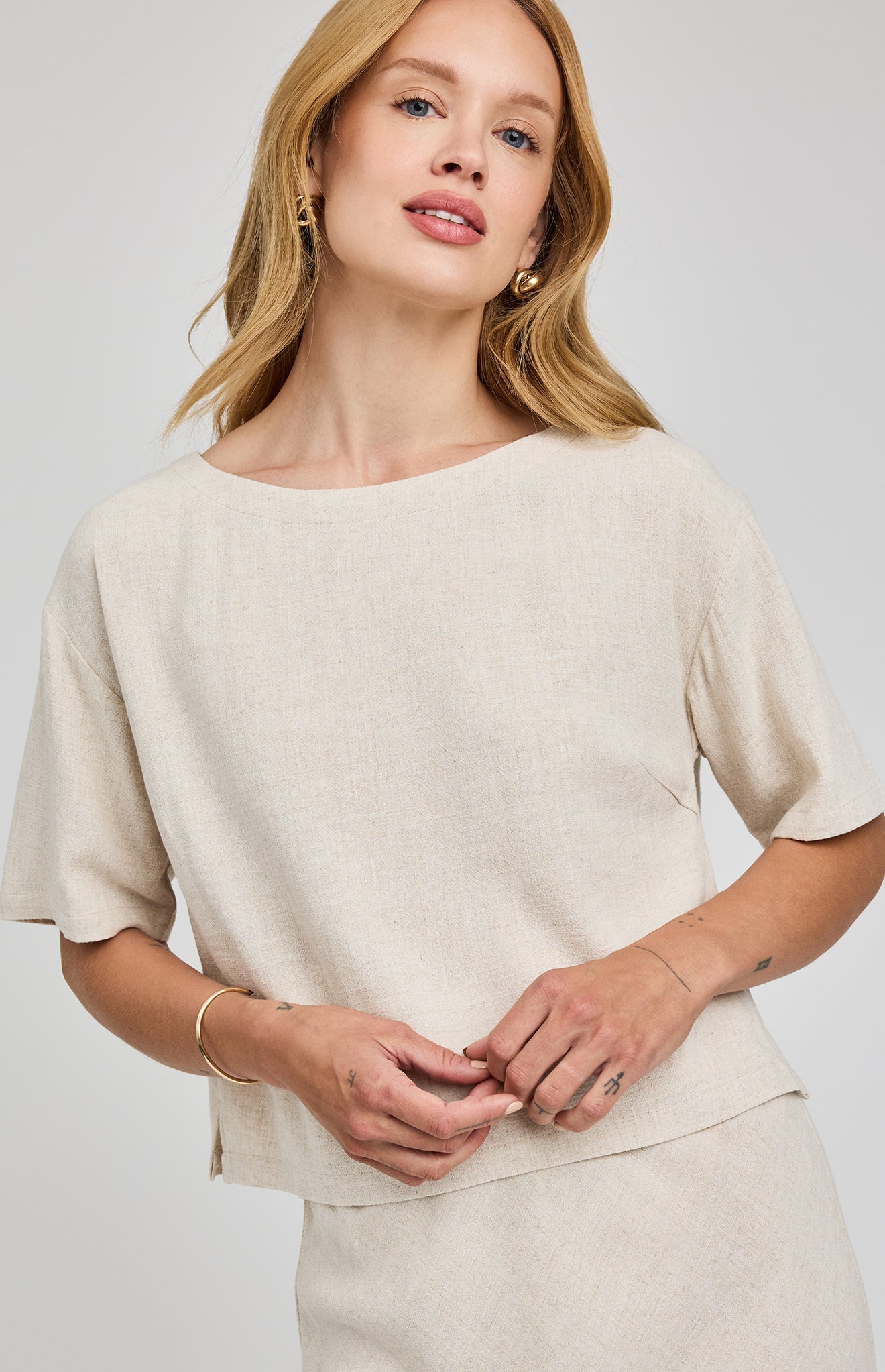 Gemini Linen Blend Top- Soft Linen