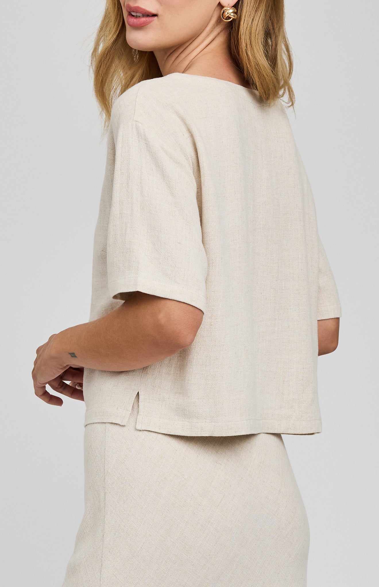 Gemini Linen Blend Top- Soft Linen