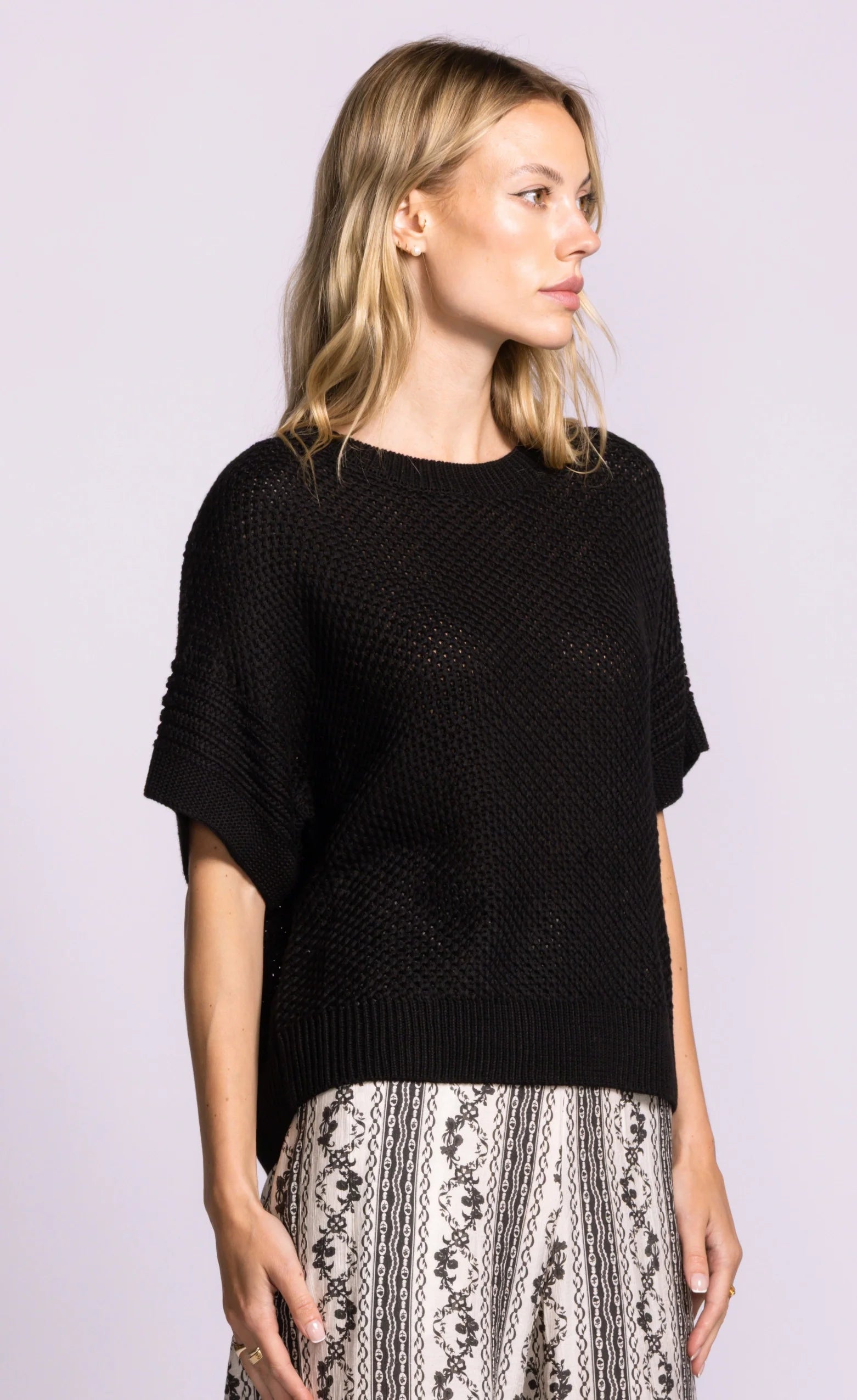 Gerda Open Knit Sweater- Black