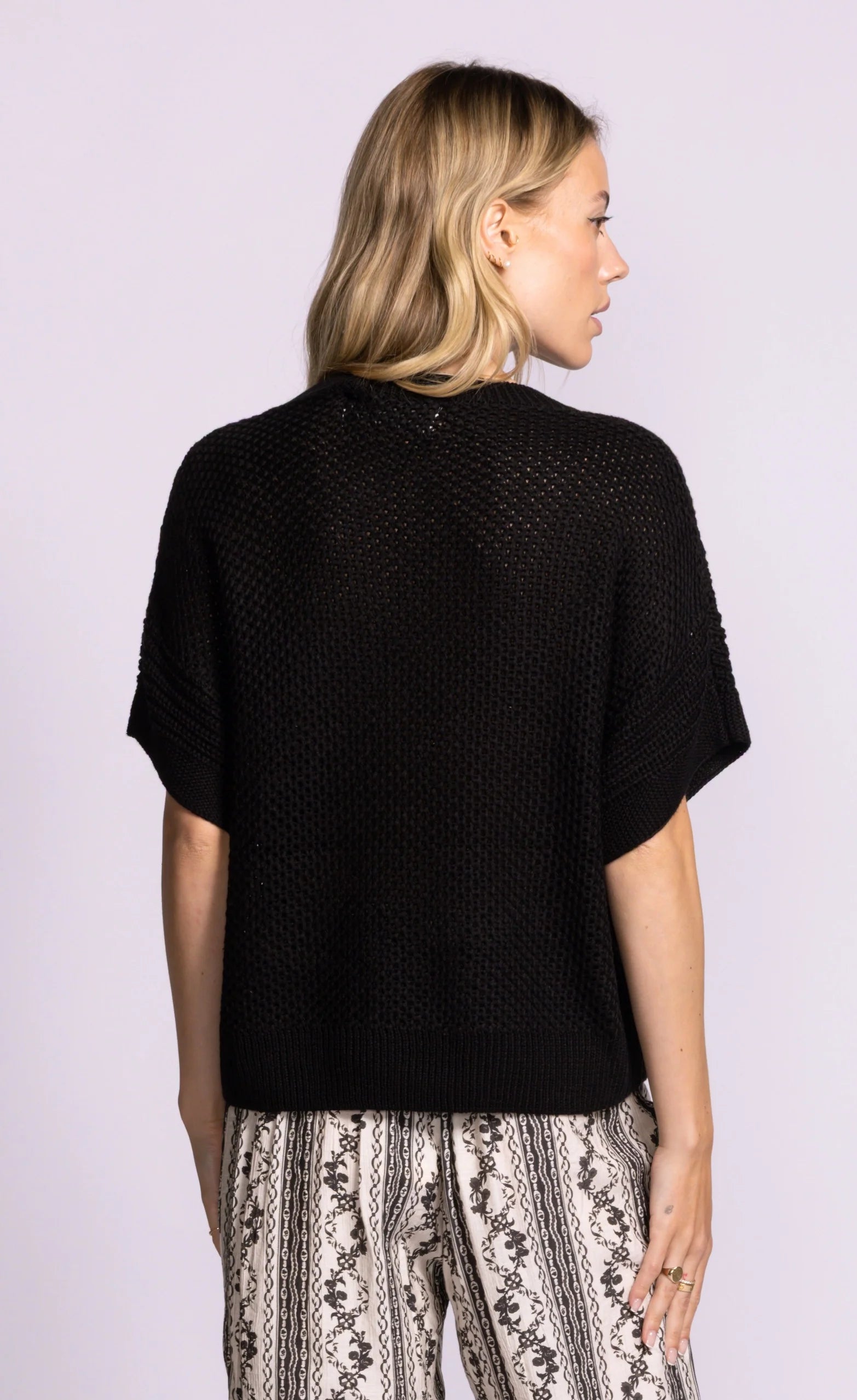Gerda Open Knit Sweater- Black