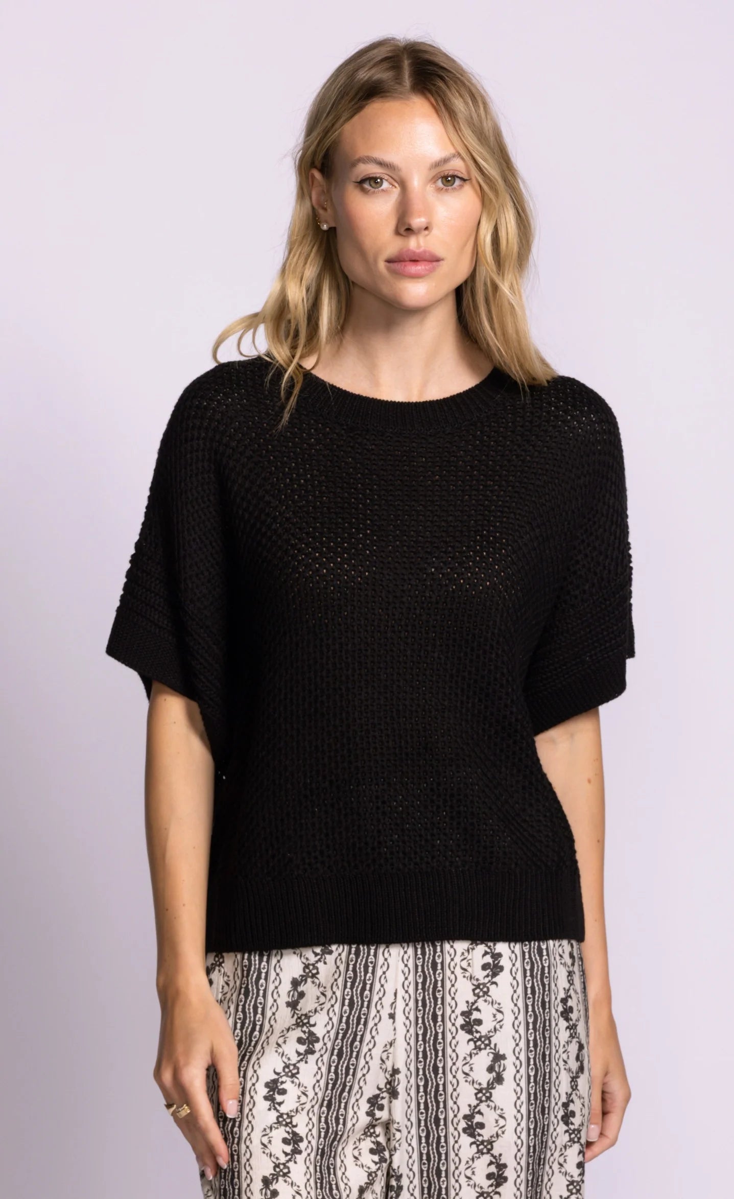 Gerda Open Knit Sweater- Black
