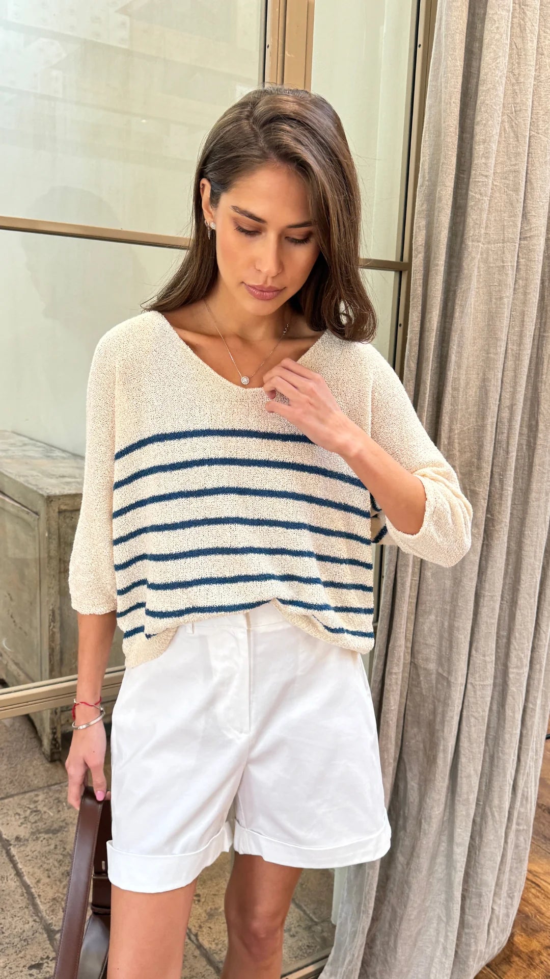 Grace Knit Top - Blue Stripe