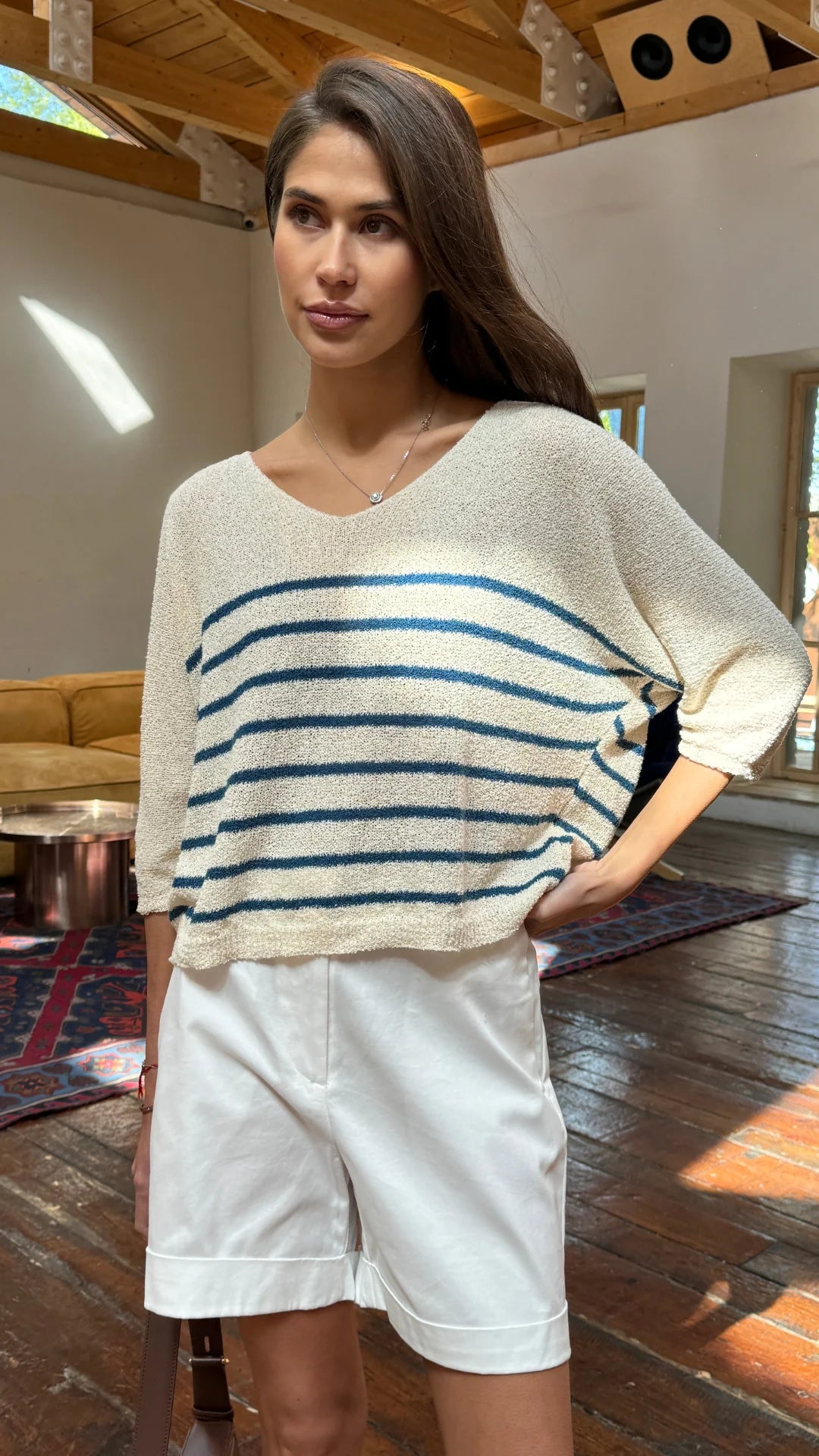 Grace Knit Top - Blue Stripe