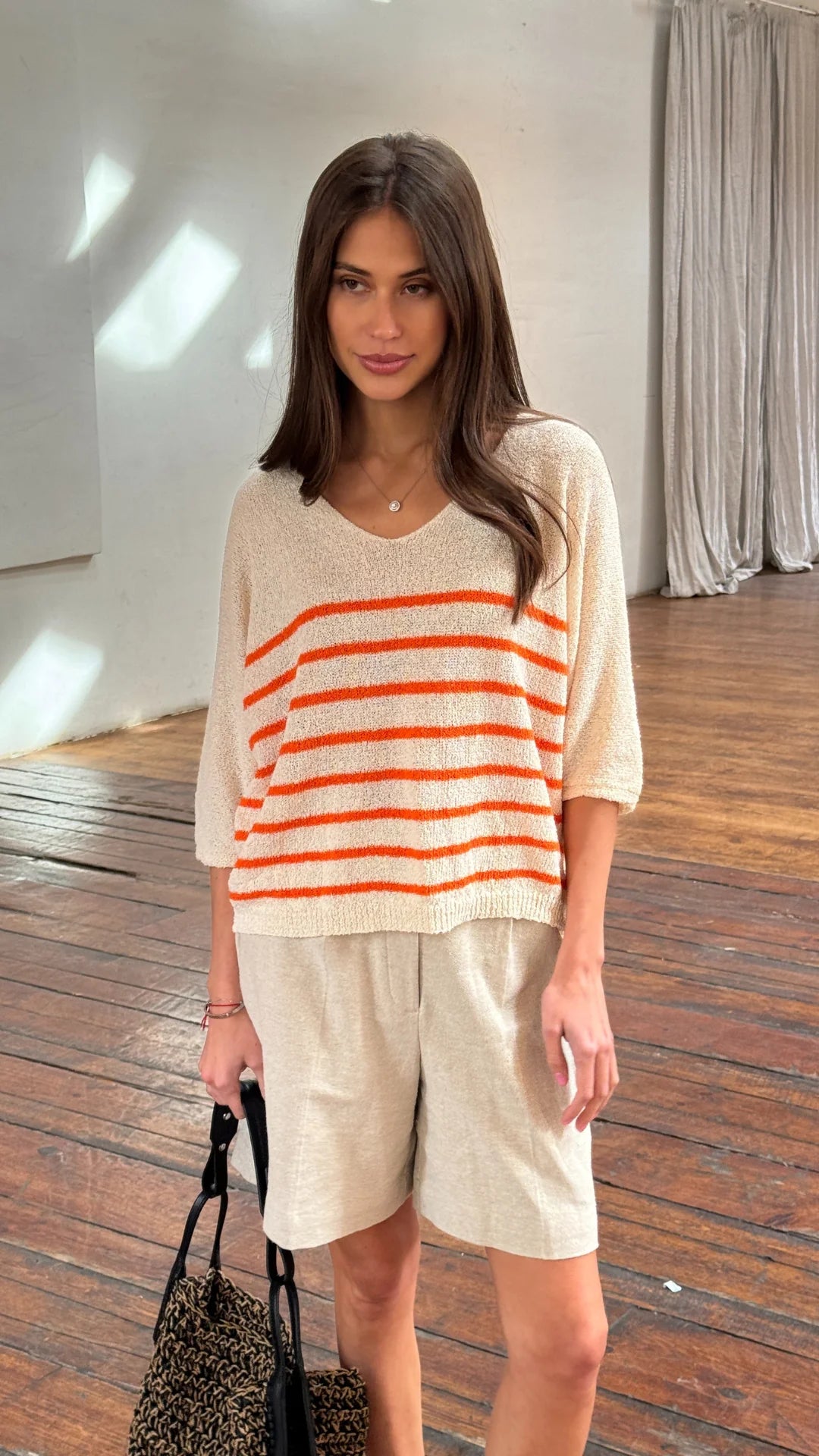 Grace Knit Top - Orange Stripe