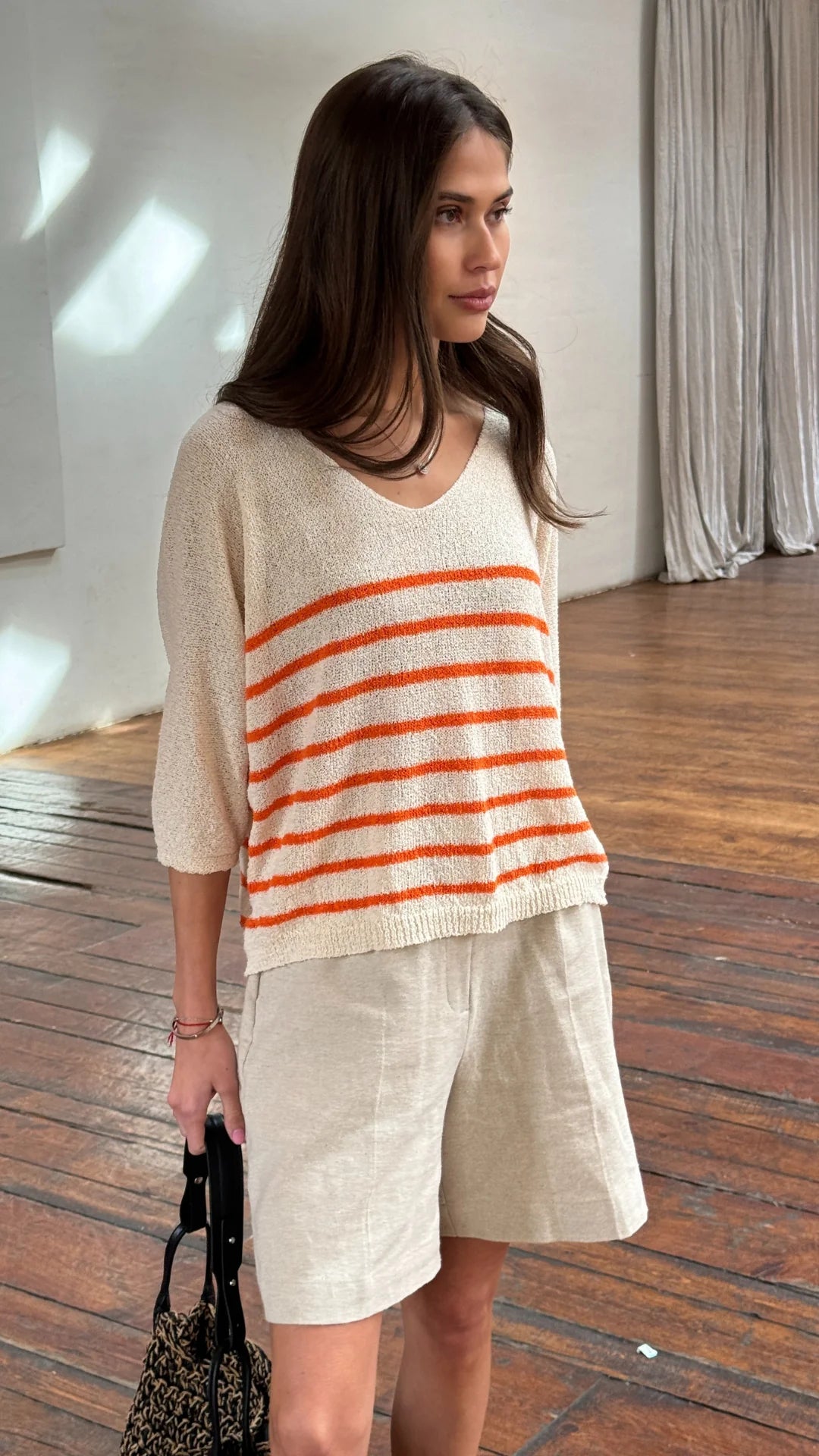 Grace Knit Top - Orange Stripe