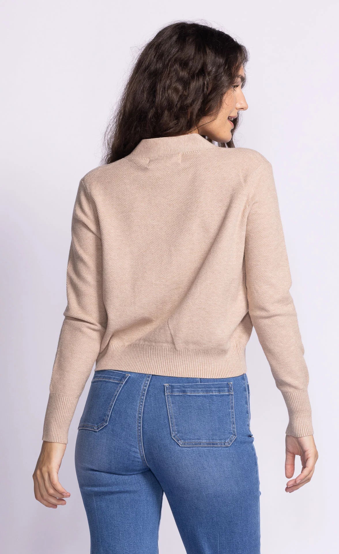 Hampton Button Cardigan in Taupe