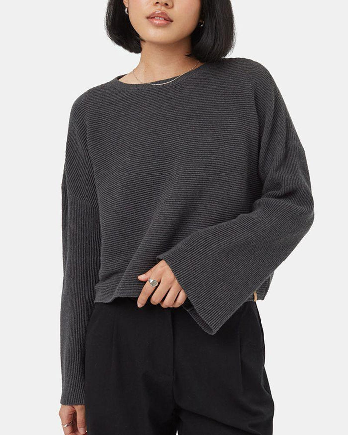 Highline Bell Sleeve Sweater in Dark Grey