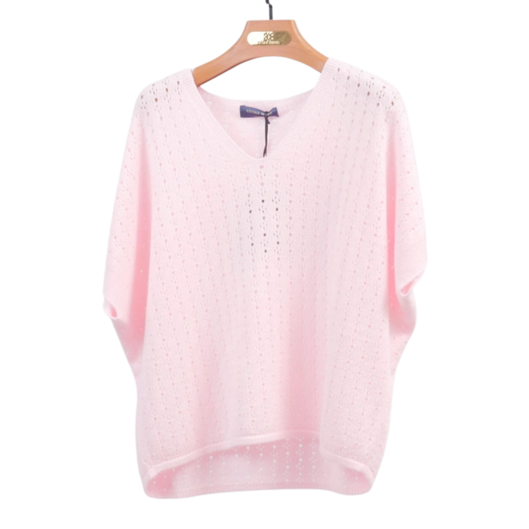 Holly Open Knit Sweater - Pale Pink